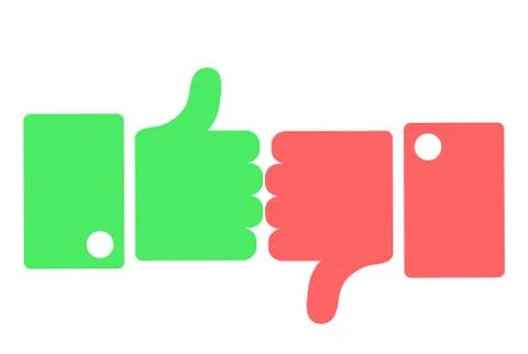 Hands showing thumbs up and down flat icon Illustrazione stock