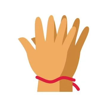 Hands showing unity bond with red string bracelet Stock Illustration