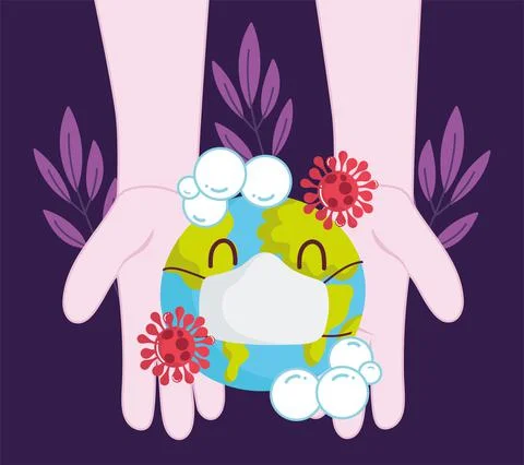 Hands with sick planet Stock Illustration