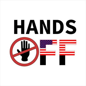 Hands off sign with usa flag pattern and prohibition symbol Stock Illustration
