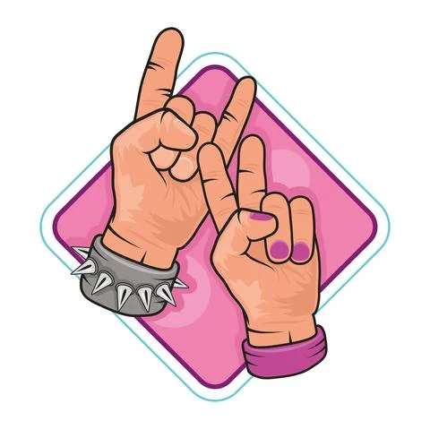Hands signs patch Stock Illustration