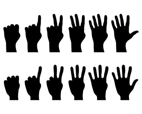 Hands silhouettes, finger count Illustrazione stock