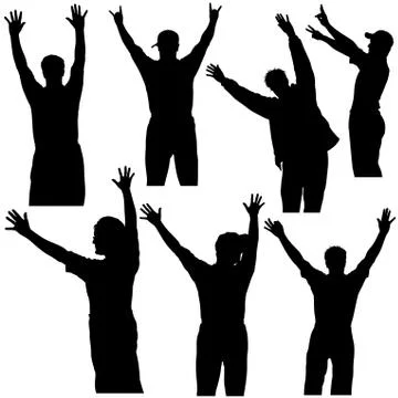Hands Up Silhouettes Stock Illustration
