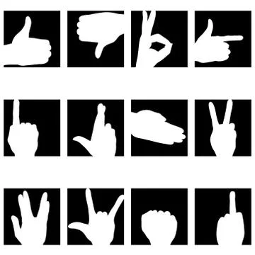 HANDS silhouettes reverse Stock Illustration