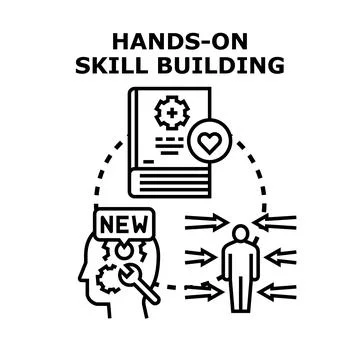 Hands on skill building and personal development process Ilustración de archivo