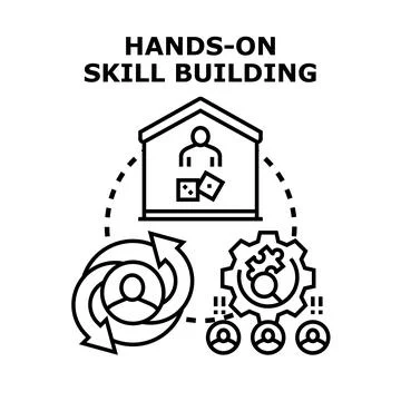 Hands on skill building for professional development concept Stock Illustration