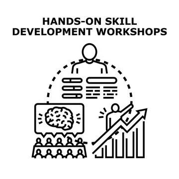 Hands on skill development workshops education training concept 스톡 일러스트
