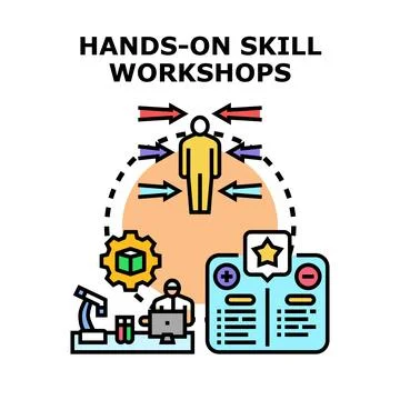 Hands on skill workshops for education and personal development Stock Illustration