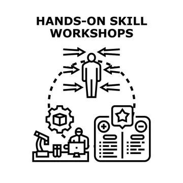 Hands on skill workshops for education and personal development 스톡 일러스트