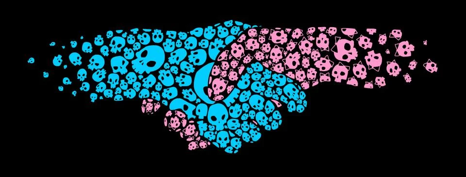 Hands of skulls shake Stock Illustration