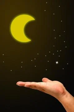 Hands on sky moon Stock Photos