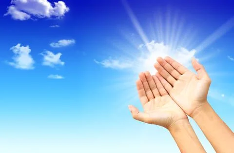 Hands on sky Stock Photos