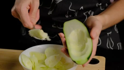 Hands Slicing Zucchini in Cooking Kitchen Stock Footage 341435612