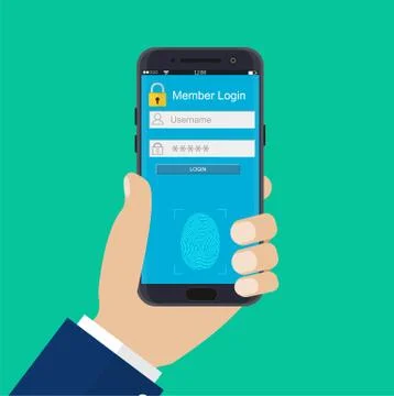 Hands with smartphone unlocked Illustrazione stock