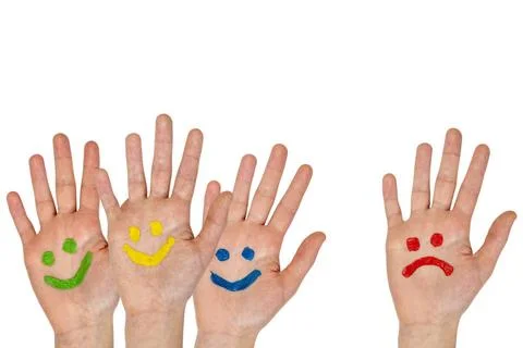 Hands with smiles and sadness pattern Hands with smiles and sadness patter... Stock Photos