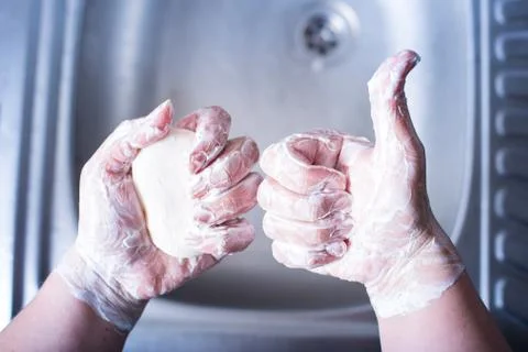 Hands with soap. Like soap Stock Photos