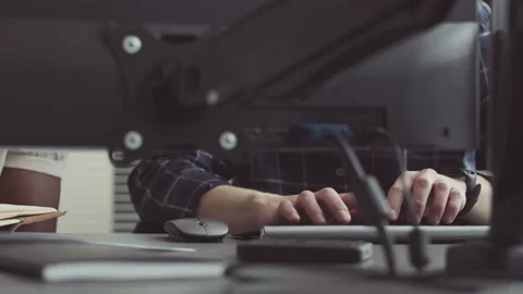 Hands of Software Developer Typing on Wireless Keyboard Stock Footage 219310950