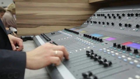 Hands of sound engineer during his work Stock Footage 69750630