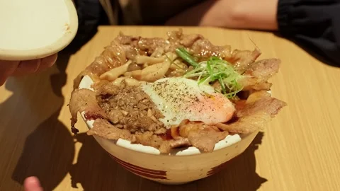 Hands split crispy fried chicken karage Stock Footage 338348061