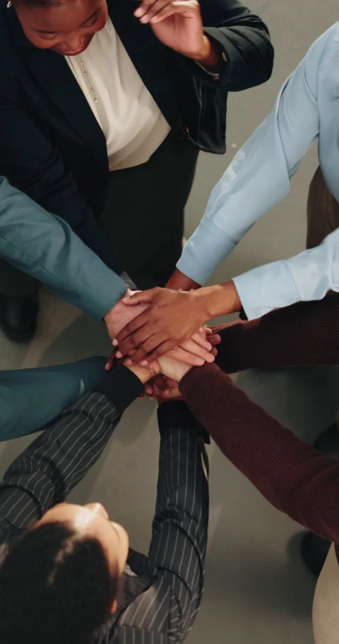 Hands, stack and above of business people in office for solidarity, support and Stock Footage 342257193