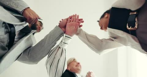 Hands, stack and below of business people in office for teamwork, collaboration Stock Footage 312728714
