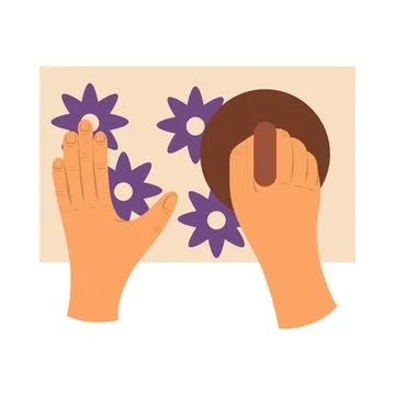 Hands stamp flowers Stock Illustration
