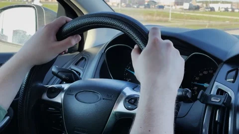 Hands on steering wheel. Stock Footage 295944345