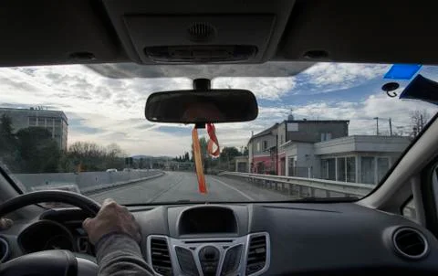 Hands on the steering wheel Stock-Fotos