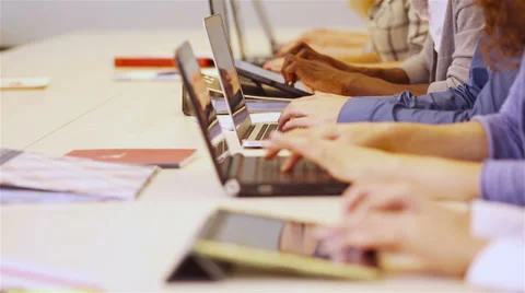 Hands of students typing with computer Video stock 33290144