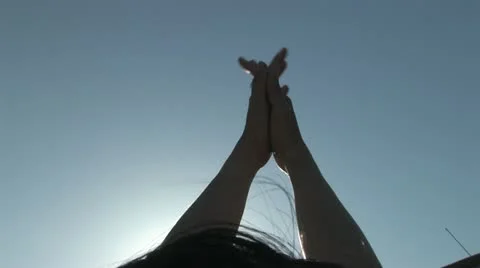 Hands Up to the Sun Stock Footage 11148320