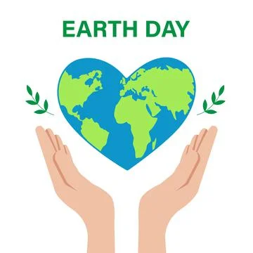 Hands support the planet Earth in the shape of a heart Stock Illustration