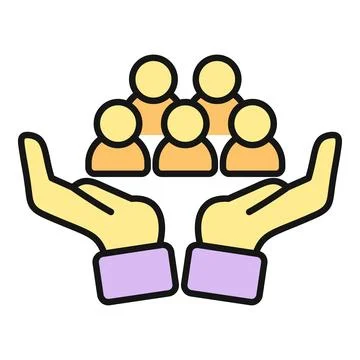 Hands supporting people group protecting community care Stock Illustration
