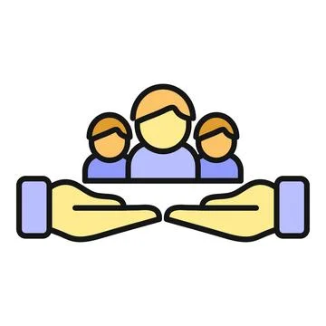 Hands supporting people group protecting community welfare Stock Illustration