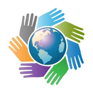 Hands surrounding earth vector Stock Illustration