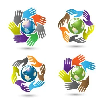Hands surrounding earth vector Stock Illustration