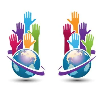 Hands surrounding earth vector. Stock Illustration