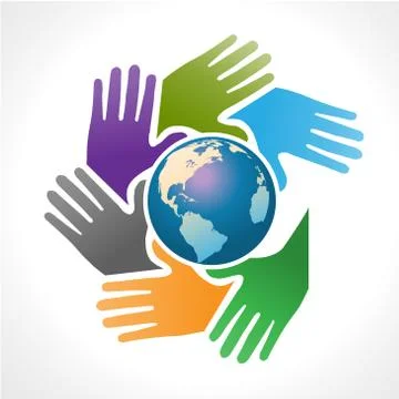 Hands surrounding earth vector. Stock Illustration