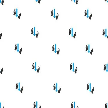 Hands With Sword Flat Vector Seamless Pattern Stock Illustration