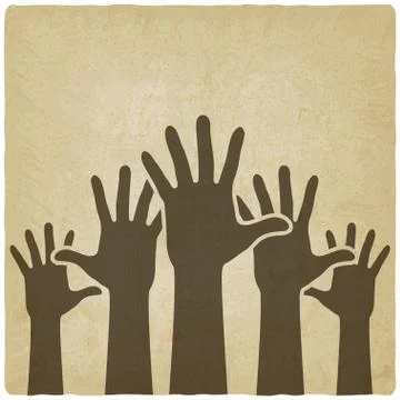 Hands up symbol old background Stock-Illustration
