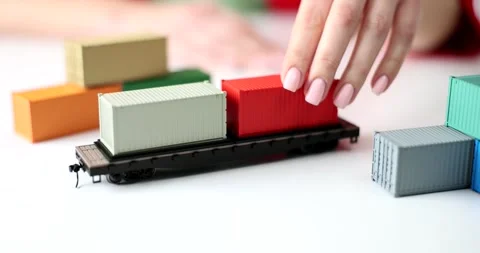 Hands on the table hold containers for transporting goods Stock Footage 271195664