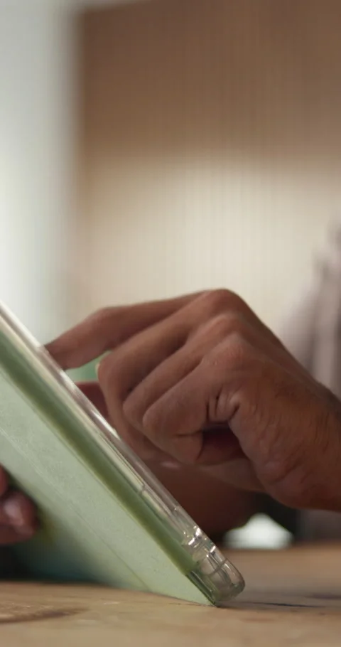 Hands, tablet and typing with project in office, editing and graphic design Stock Footage 334098620