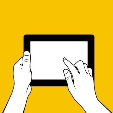 Hands with tablet pc - finger touchs screnn Stock-Illustration