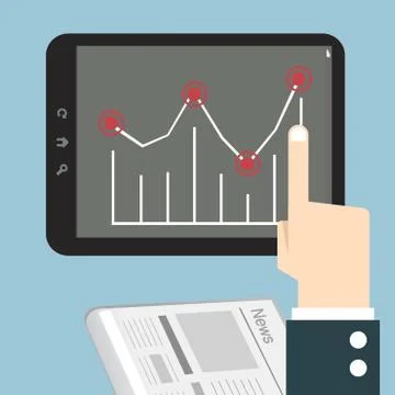 Hands with a tablet touch with graph. Stock Illustration