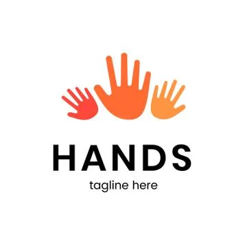 Hands tagline here poster Stock Illustration