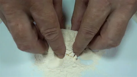 Hands take flour in slow motion. Cooking Stock Footage 134268866