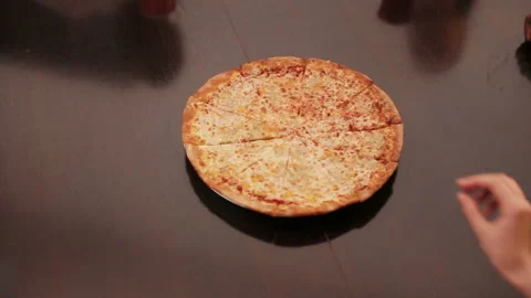 Hands take pizza slices close up Stock Footage 89417690