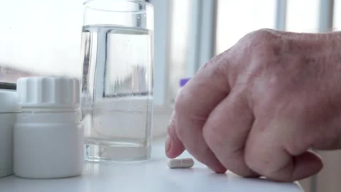 Hands Takes Pills And Drinks With Water Stock Footage 273712853
