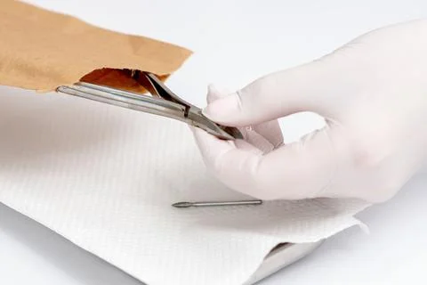 Hands taking manicure tools. Stock Photos