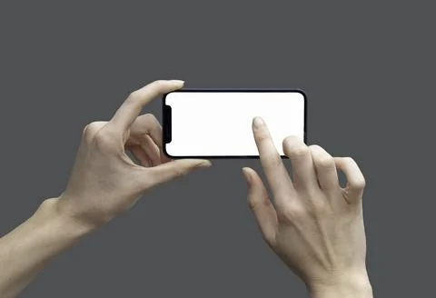 Hands taking picture using mobile phone on grey Stock Photos