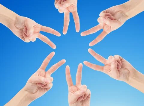 Hands of teamwork , forming the star shape Stock-Fotos